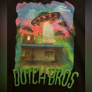 Dutch Bros unisex black long sleeve shirt.  UFO super cool.